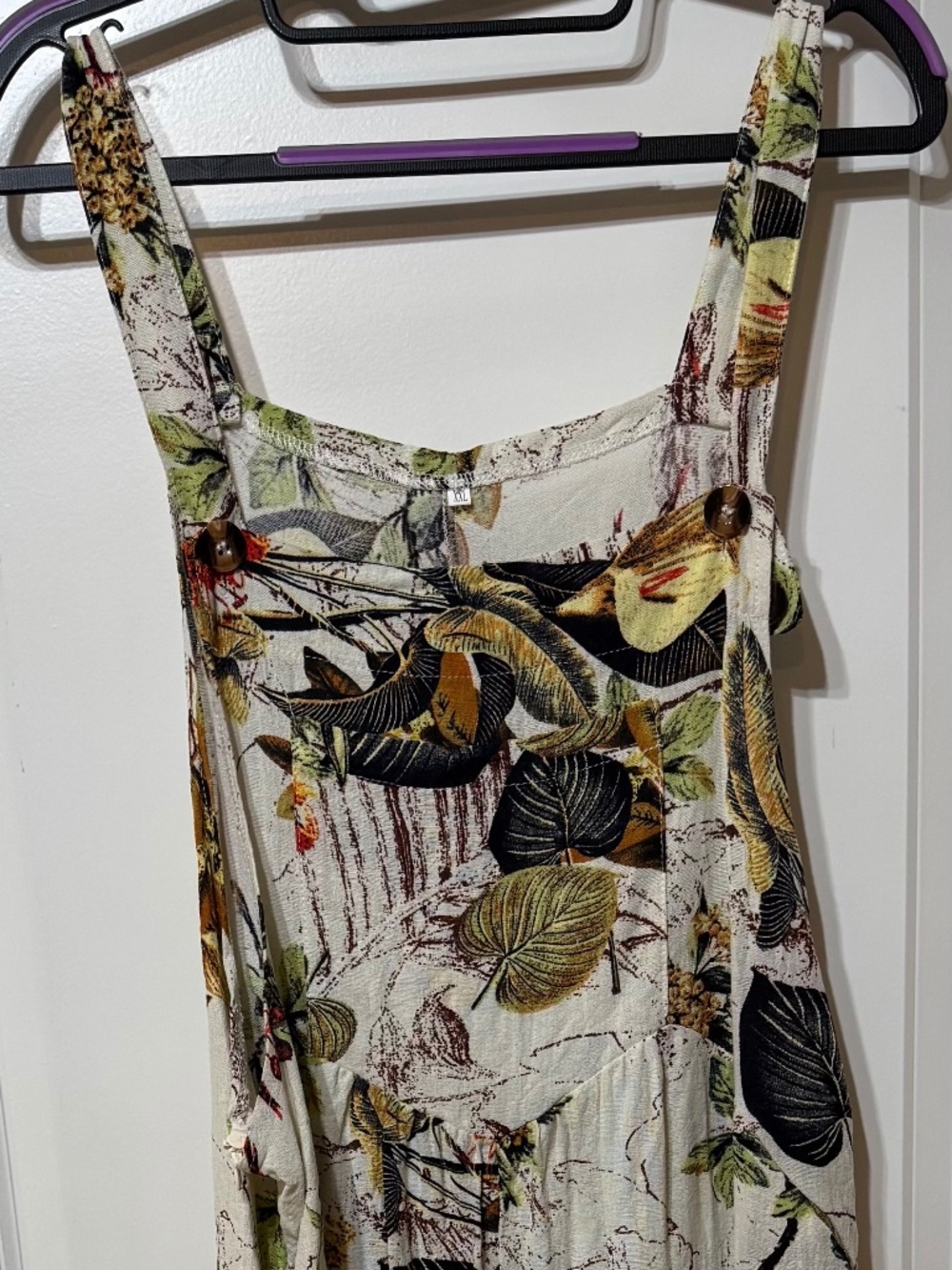 XXL Botanical Floral Wide Leg Overalls Cotton Blend Boho Jumpsuit
